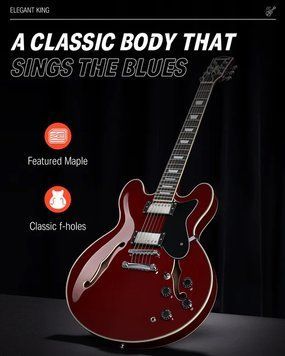 Donner Music DJP-1000 Semi-Hollow Electric Guitar Black - Гітарний набір, Черный