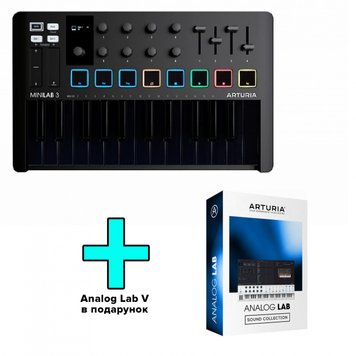 Arturia MiniLab 3 Deep Black + Arturia Analog Lab V, Черный