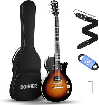 Donner Music DLP-124 Electric Guitar Sunburst EC1277, Коричневый