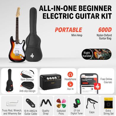 Donner Music DST-100 Electric Guitar Kit Sunburst , Коричневый