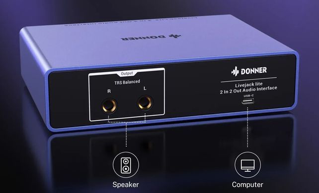 DONNER Livejack Lite USB-аудіоінтерфейс, серый