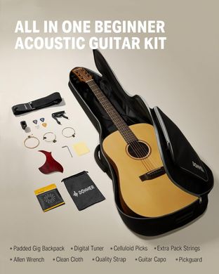 Donner Music Acoustic Guitar 41 Inch Full-size EC983, Натуральный