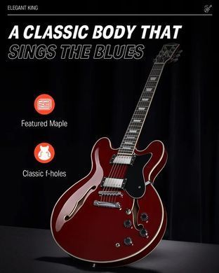 Donner Music DJP-1000 Semi-Hollow Electric Guitar Cherry - Гитарный набор, Красный