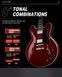 Donner Music DJP-1000 Semi-Hollow Electric Guitar Cherry - Гитарный набор, Красный