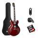 Donner Music DJP-1000 Semi-Hollow Electric Guitar Cherry - Гитарный набор, Красный